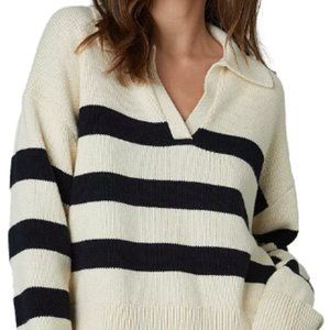 Velvet by Graham & Spencer Lucie Blue and White Striped Sweater